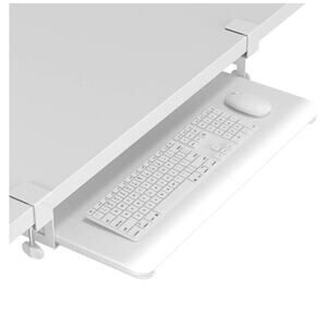 BONTEC Keyboard Tray Under Desk, Pull Out Keyboard & Mouse Tray, 25.6“ New White